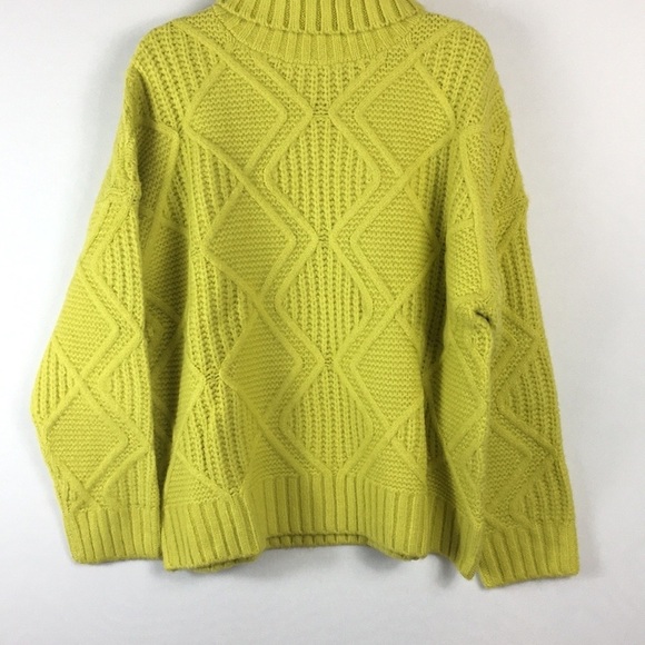 Caslon Chunky Cable Knit Yellow Citron Turtleneck Sweater - Picture 3 of 5